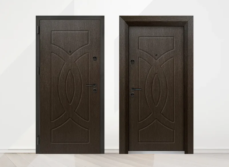 Входна врата Unison Optima 3008p цвят Златен кестен - лице и гръб