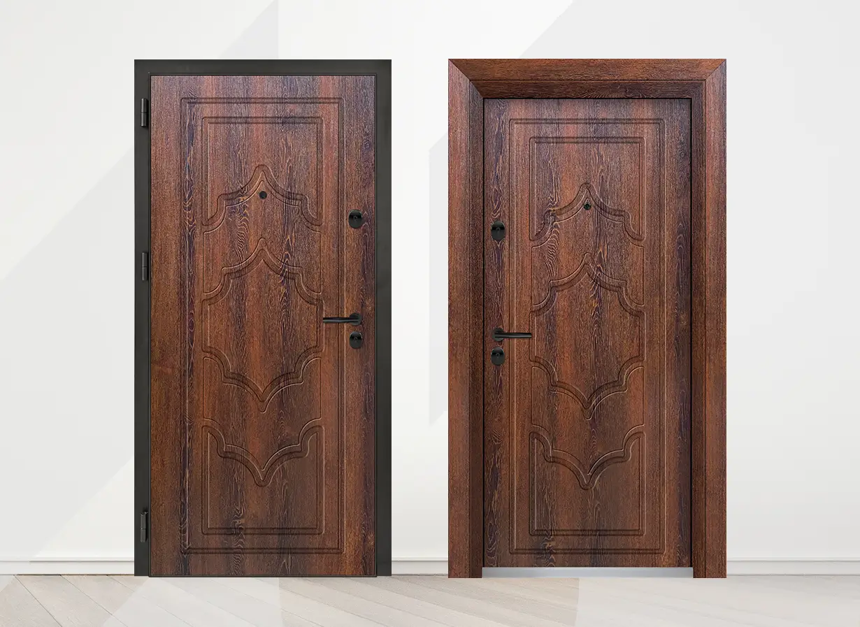 Входна врата Unison Optima 3009p цвят Японски бонсай - лице и гръб